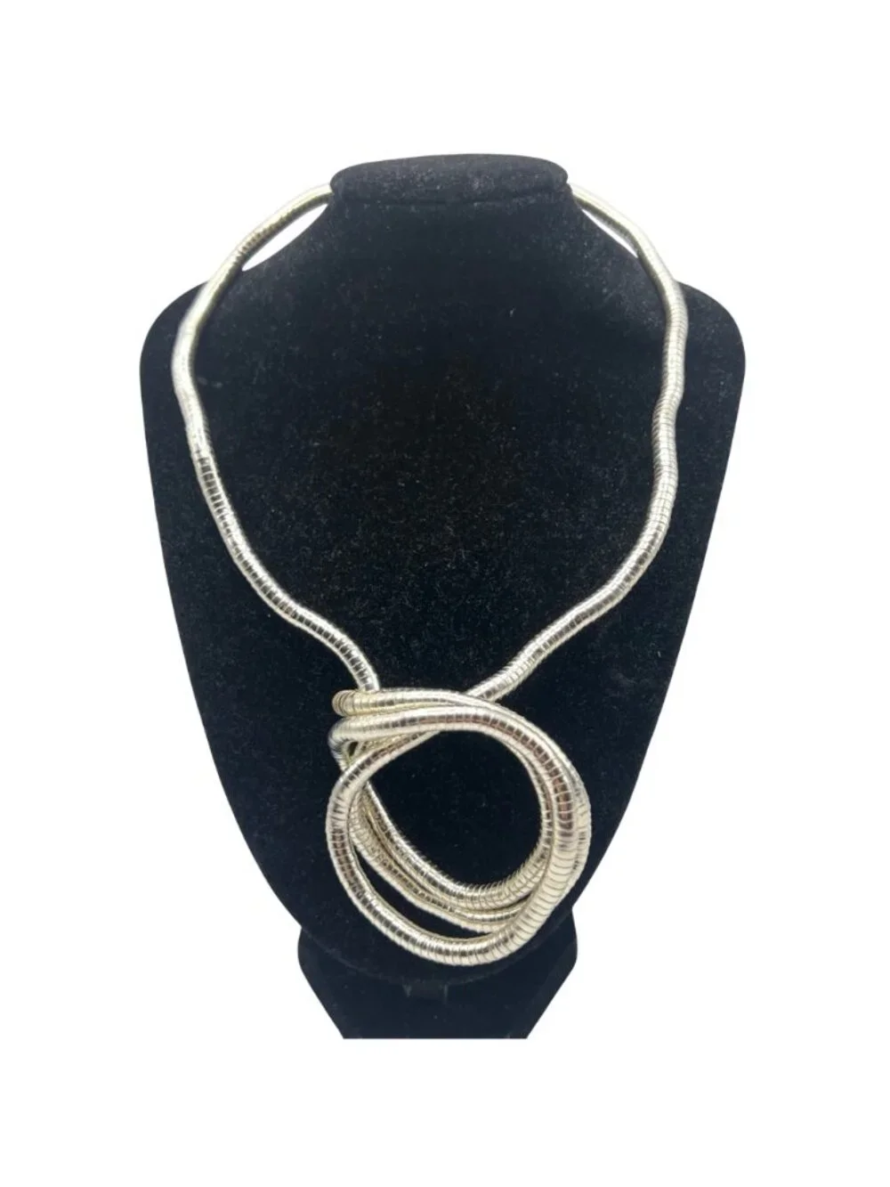 Flexible Bendable Snake Chain Necklace 32" Silver Tone Sculptural Bracelet - Picture 2 of 7